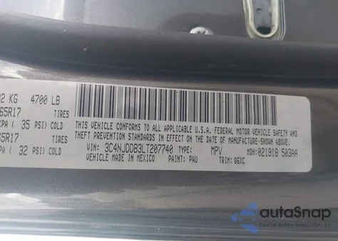 2020 Jeep Compass Trailhawk 4X4 z USA, uszkodzony, nr VIN 3C4NJDDB3LT207740